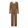 thumbnail image 4 of Timegard Ensembles de Pyjamas pour Femmes 2 Pcs Manches Longues Col en V Haut Froncé et Pantalon Automne Décontracté Doux Tenues de Pjs, 4 of 4