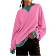 thumbnail image 1 of Pisexur Chandails en Molleton pour Femmes Mode Couleur Unie Manches Longues pour Femmes Décontracté Ample Col Rond Chandails en Molleton Confort Surdimensionné pour Femmes Chemises d'Automne Chandails à Capuchon Pull Tops, 1 of 8