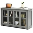 thumbnail image 1 of Giantex Stackable Buffet Cabinet, Kitchen Storage Cabinet with Sliding Tempered Glass Doors, Small Sideboard for Kitchen, Dining Room or Living Room, Grey, 1 of 8