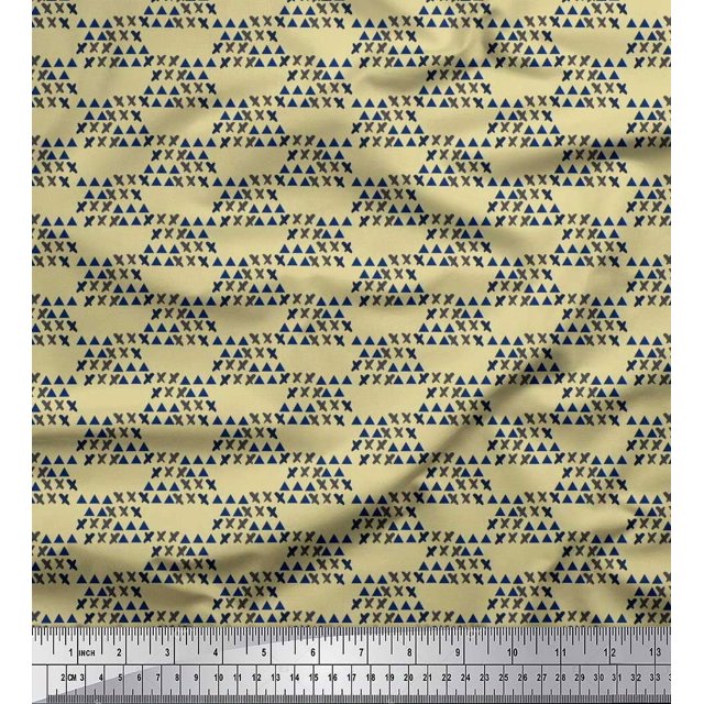 Soimoi Cotton Poplin Fabric Cross Sign & Triangle Geometric Fabric Prints by Yard 42 Inch Wide