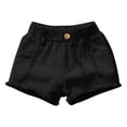 thumbnail image 1 of Yanlir Children's Casual Solid Color Ripped Denim Shorts for 1-16 Years Fashionable Button Pocket for Everyday Wear(Black,1-2 Years), 1 of 4