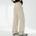 thumbnail image 4 of Ohufall Pantalon Cargo pour Femmes Pantalon à Jambe Grand Ample Extensible Pantalon Mode Urbaine Taille Haute Décontracté Imperméable Pantalon de Randonnée Extérieur avec Poches Pantalon pour Femmes, 4 of 4