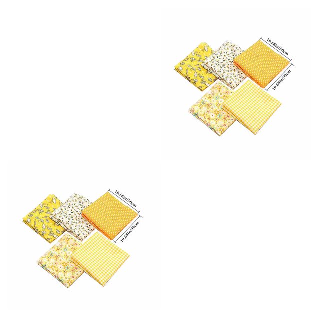 Transemion 5pcs 50x50cm Square Cotton Fabric Cloth For DIY Craft Sewing yellow 2Set