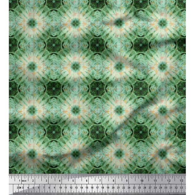 Soimoi Velvet Fabric Check Tie-Dye Print Sewing Fabric Yard 58 Inch Wide