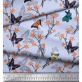 thumbnail image 3 of Soimoi Blue Rayon Fabric Flower & Butterfly Print Fabric by Yard 56 Inch Wide, 3 of 5