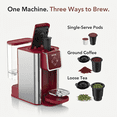thumbnail image 3 of SIFENE Cafetière 3 en 1 à Portion Individuelle : Machine à Café Compatible avec Capsules K-Cup et Café Moulu, Cafetière Instantanée, Infuseur à Thé - Réservoir d'Eau Amovible de 50 Oz, 120 V 1150 W, Rouge, 3 of 12