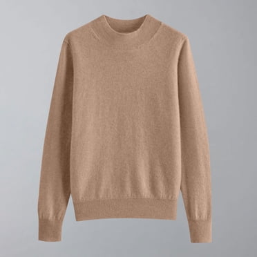 VgaVtl Chandail Femme Col Roulé Coton Manches Longues Chandails Femmes Automne Tricot Superposition Couleur Unie Coupe Décontractée Chandails Jaunes