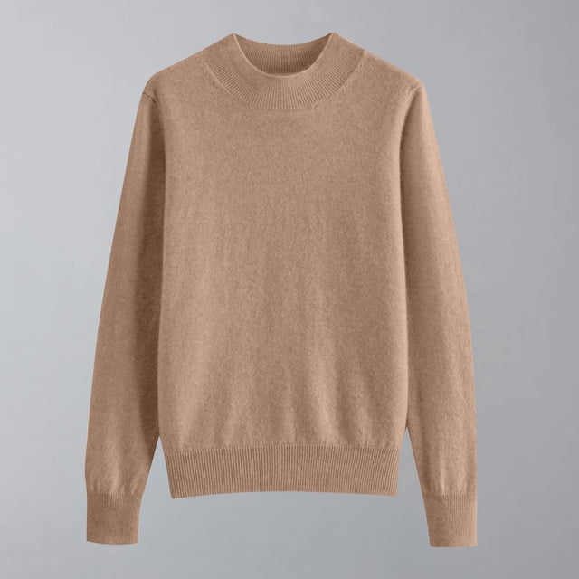 VgaVtl Sweater Women Turtleneck Cotton Long Sleeve Womens Sweaters Fall Knit Layering Solid Color Relaxed Fit Yellow Sweaters
