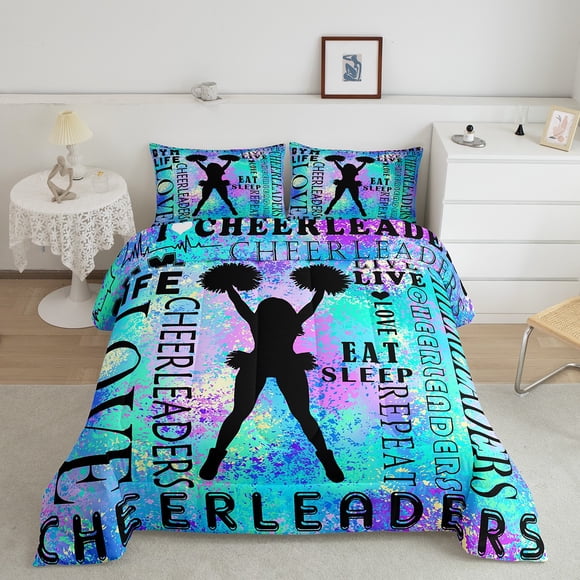 Erosebridal Cheerleader Comforter Sets Twin Size, Sport Player Down Comforter, Teens Adult Reversible Duvet Insert, Lightweight Bedroom Decor, 2pcs