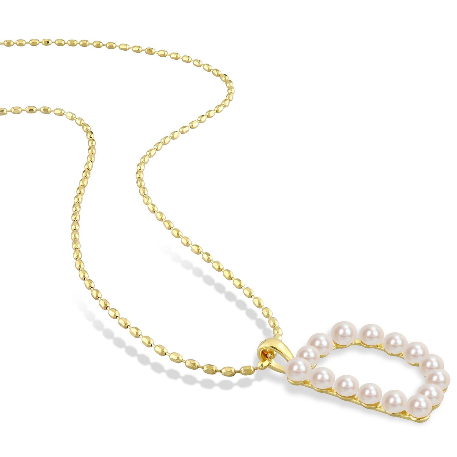 Collier initiale de Miabella avec perles culture d'eau douce en argent sterling plaqué en jaune