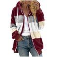 thumbnail image 2 of Meichang Womens Sherpa Fleece Lined Hoodie Jackets Zip Up Warm Winter Fluffy Fleece Coat Color Block Thermal Sweatshirt Outerwear, 2 of 5