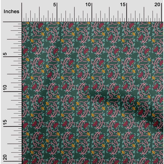 oneOone Viscose Jersey Fabric Leaves & Floral Block Fabric Prints By Yard 60 Inch Wide
