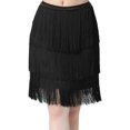 thumbnail image 4 of lionlar Jupe de Danse Latine Mode Robe Douce et Confortable pour Femmes Samba Tango Noir Moyen, 4 of 7
