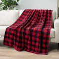 thumbnail image 4 of SLYNSHome Christmas Fleece Throw Blanket Christmas Gifts,Super Soft Warm Buffalo Plaid Plush Blankets Winter Cozy Fuzzy Blanket for Couch Sofa Bed - Red, 4 of 7
