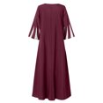 thumbnail image 5 of Cameland Robe Midi Ample à Manches Mi-Longues d'Été Décontractée à Rayures Imprimées pour Femme, 5 of 5