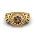 thumbnail image 1 of 6MM Rond Fumé Quartz 925 Argent Sterling Or Vermeil Forme Hexagone Géométrique Femmes Bague de Mariage, 1 of 3