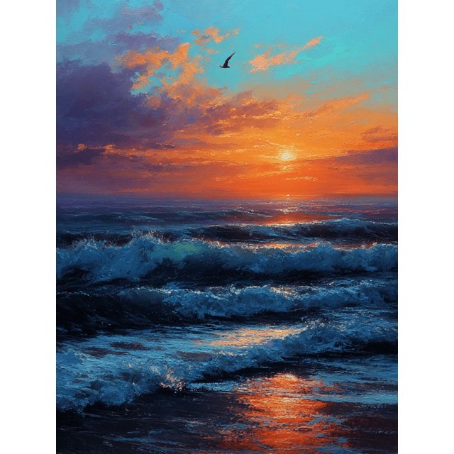 Qisvanset Sunset Seagull Ocean Canvas Print 12x16 Inch Bedroom Art