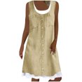 thumbnail image 1 of FAIWAD Robe Boutonnée pour Femmes Col Ras du Cou Sans Manches Robe Trapèze Filles Été Décontractée Ample Midi Robe d'Été, 1 of 5
