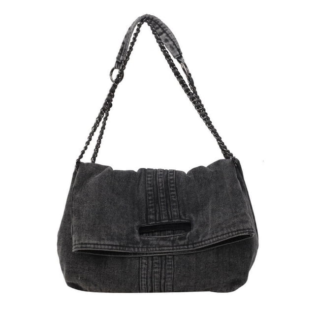 Yhmxh Closet Organizers and Storage Denim Bag Fashionable Large Capacity Chain Shoulder Bag Quality Texture Women Bag Storage Rack
