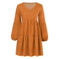 thumbnail image 5 of Ketyyh-chn99 Robes pour Femmes Robe Élégante pour Femme Robe de Fête Robe Décontractée Mini Robe Ample Confortable à Rayures à Manches Longues Longue Robe Orange,5TG, 5 of 5
