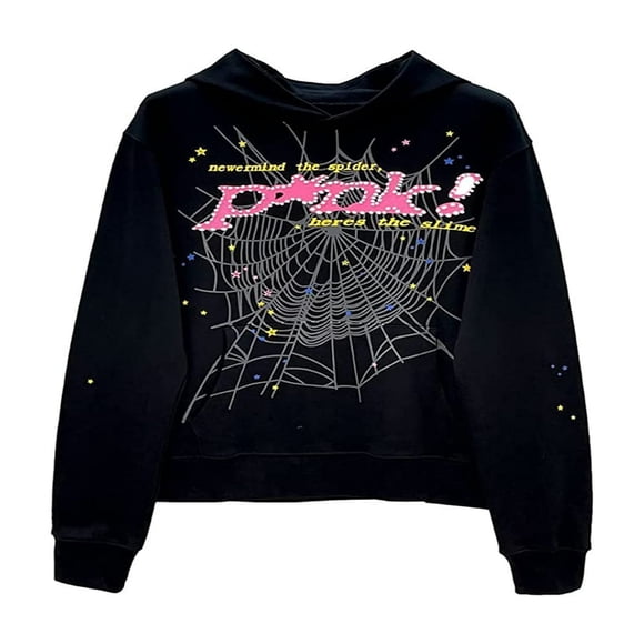 Women‘s Hoodies Spider Letter Print Long Sleeve Teen Girl Fall Pullovers Casual Clothes Halloween Sweatshirts