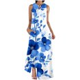 thumbnail image 2 of Ovzne Robes Grande Taille pour Femmes Rondes Robe d'Été Femme Mode Confortable Robe d'Été Imprimée Sans Manches Col en V Robe Maxi Grande Taille Imprimée Liquidation, 2 of 5