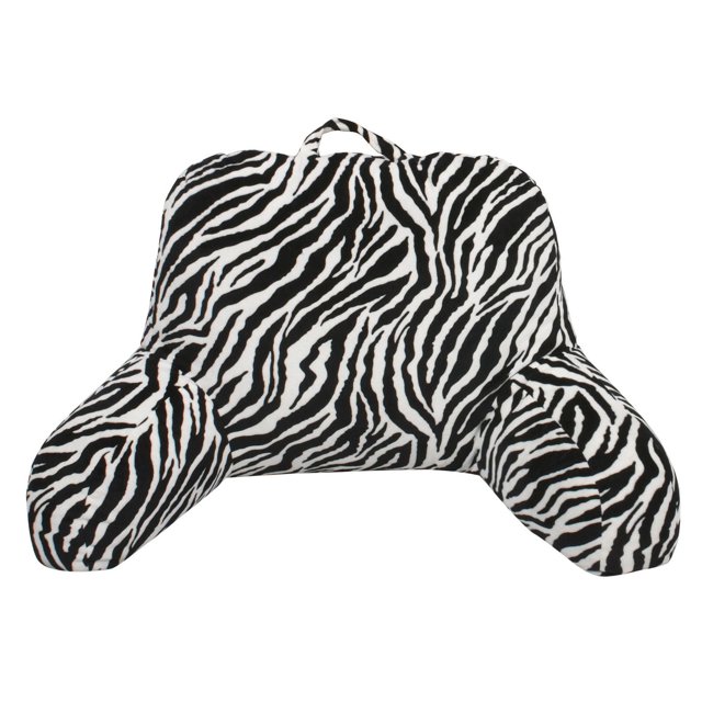 Coussin d'Appui pour Lit en Tissu polyester à Imprimé Zèbre Noir et Blanc, avec Grand Dossier Rembourré et Appuis-Bras, Mesurant 20 par 16 par 17 Pouces, Idéal pour Lire Ou Regarder la Télé, Doté d'Une Poignée Supérieure pour la Portabilité et Souvent Utilisé comme Coussin Douillet pour les Genoux et le Bureau.