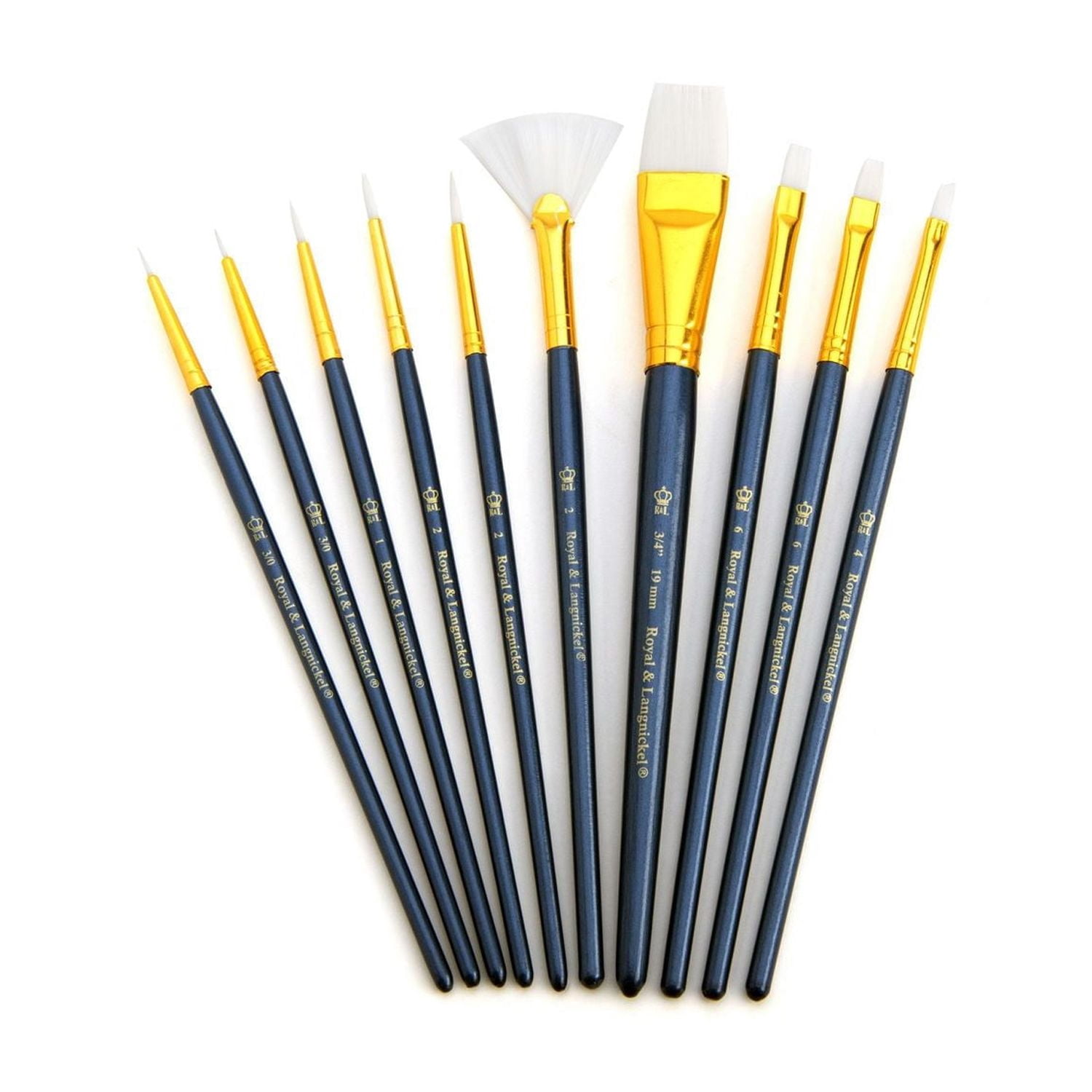 Royal & Langnickel - 10pc Blue Zip N' Close White Taklon Artist Paint Brush Set