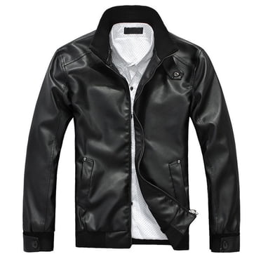 EGNMCR Vestes pour Hommes Manteau d'Hiver en Cuir pour Homme Biker Moto à Fermeture Éclair à Manches Longues Manteau Haut Chemisiers