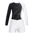 thumbnail image 3 of renvena Girls Gymnastics Leotards and Shorts Set Rhinestone Long Sleeve Ballet Unitard Biketards White 10, 3 of 5