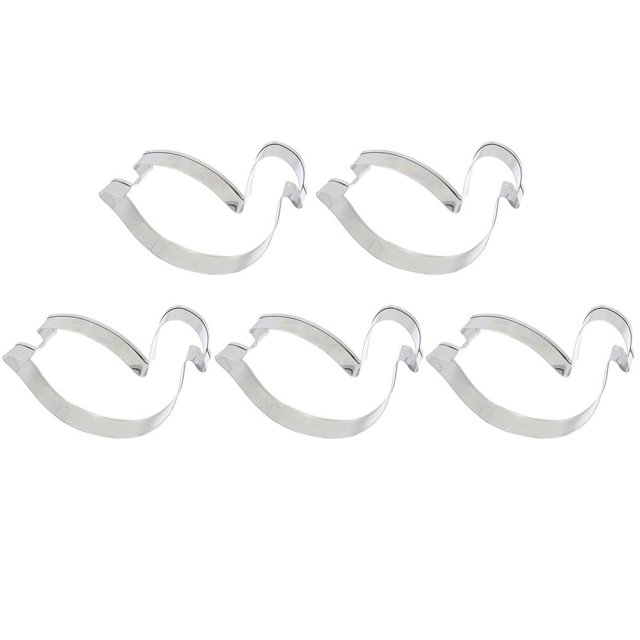 5 Pcs Moule à Biscuits en Acier Inoxydable DIY Fournitures de Cuisson Design en Forme de Cygne pour la Maison (Argent)