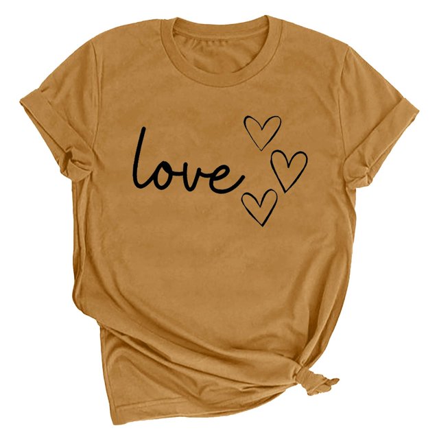 LSLJS T-shirt Imprimé « Lover Love » pour Femme à Col Rond, Manches Courtes, Haut, Cadeaux pour Femmes
