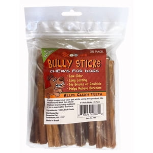 Paquet de 25 6 Inch Bâton Bully dans le sac de verrouillage zip