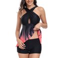 thumbnail image 3 of UPPADA Womens Plus Size Two Piece Tankini Swimsuits Twist Front High Waist V Neck Swimwear Floral Tummy Control Modest Bathing Suits with Bottom Plus Size Suit Pink,Xl, 3 of 8