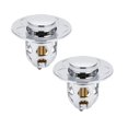 thumbnail image 1 of Oleegame 2PC Trashcans For Bedroom Washbasin Electroplating Drainer Bouncing Core Washbasin Pool Basin Copper Core Push Type Bouncing Core Leaking Plug Silver, 1 of 4