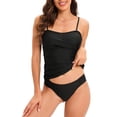 thumbnail image 2 of UPPADA Womens Two Piece Tankini Set Solid Spaghetti Straps Swimsuits with Brief Tummy Control Modest Bathing Suits Full Coverage 2 Piece Beachwear Plus Size Womens Suits Black,2xl, 2 of 6