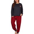 thumbnail image 1 of Kcodviy Femmes Grande Taille à Carreaux Pantalon de Pyjama à Carreaux pour Femmes Imprimé Tenue d'Intérieur Pantalon Long Pyjamas pour Femmes Ensemble Deux Pièces, 1 of 9