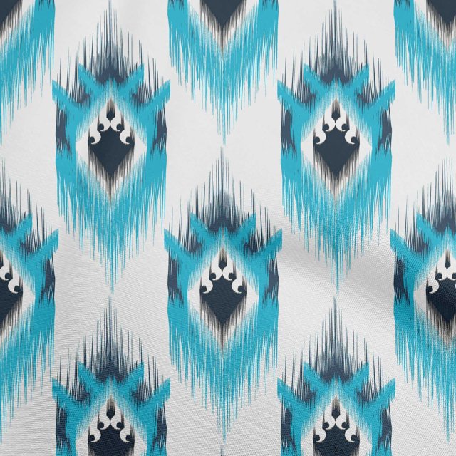 oneOone Rayon Turquoise Blue Fabric Asian Ikat Sewing Craft Projects Fabric Prints By Yard 56 Inch Wide-9605
