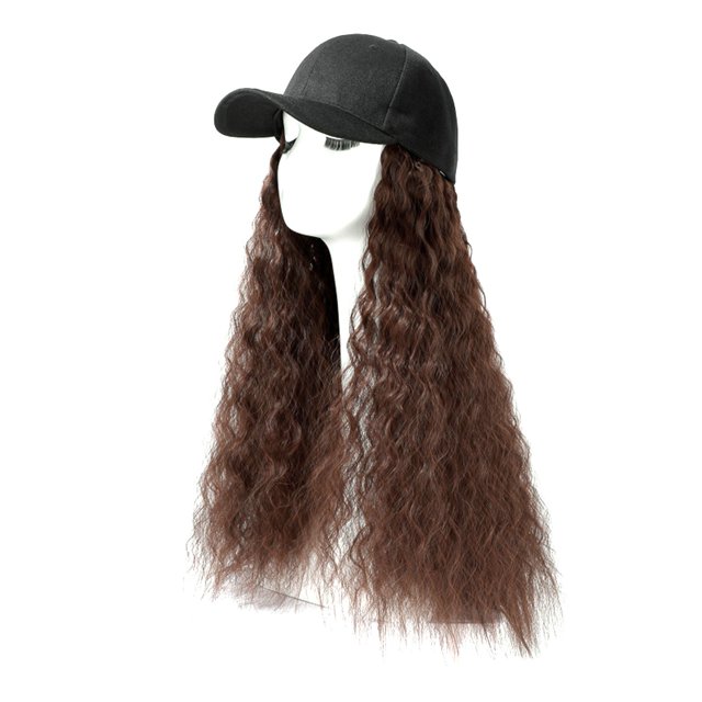 TIEVOSA Baseball Cap Hair Wave Curly Hairstyle Adjustable Wig Hat Attached Long Hair