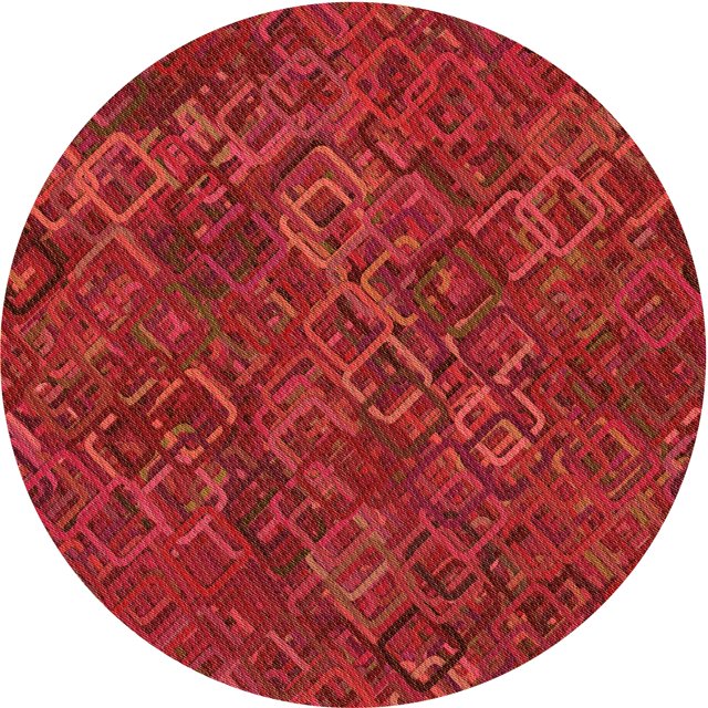 Ahgly Company Tapis Rond Lavable en Machine Intérieur Transitionnel Rouge, 4 Pieds Rond