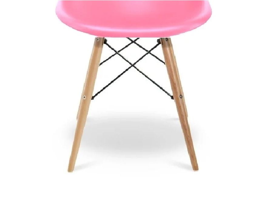 Chaise Eiffel rose avec pieds en bois naturel, chaise idéale pour salle à manger, cuisine, salon