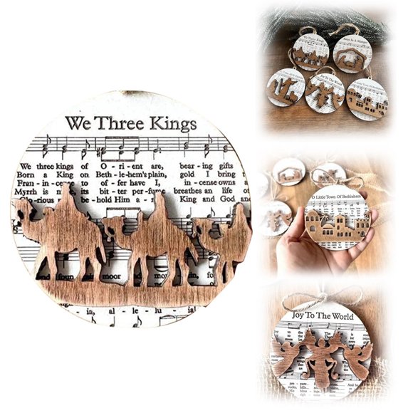 Cqxid Hangs Under $5 Music Sheet Ornament Scene Music Sheet Ornaments Sets For Christmas Indoor Wooden Christmas Ornaments