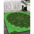 thumbnail image 3 of Ahgly Company Tapis d'Intérieur Ronds Lavables à la Machine, Style Transitionnel, Vert Émeraude Profond, 5 Pieds Rond, 3 of 7