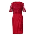 thumbnail image 3 of SMihono Robe d'Été pour Femmes Grande Taille Mode pour Femmes Dentelle Élégante Robe de Mère de la Mariée Longueur Genou Robe Grande Taille, 3 of 5