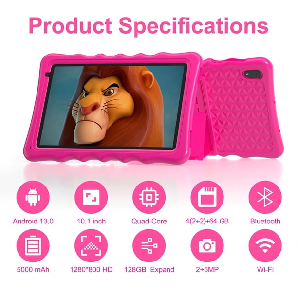 Tablette Enfants 10 Pouces Android 13 Tablette,8Goram+128Gorom,Tablet Tactile Quad Core Avec