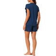 thumbnail image 3 of INSPIRE CHIC Women's Pajama Sets Short Sleeves Tops with Shorts Pockets Soft Ruffle Lounge Outfits Sets XS Blue, 3 of 6