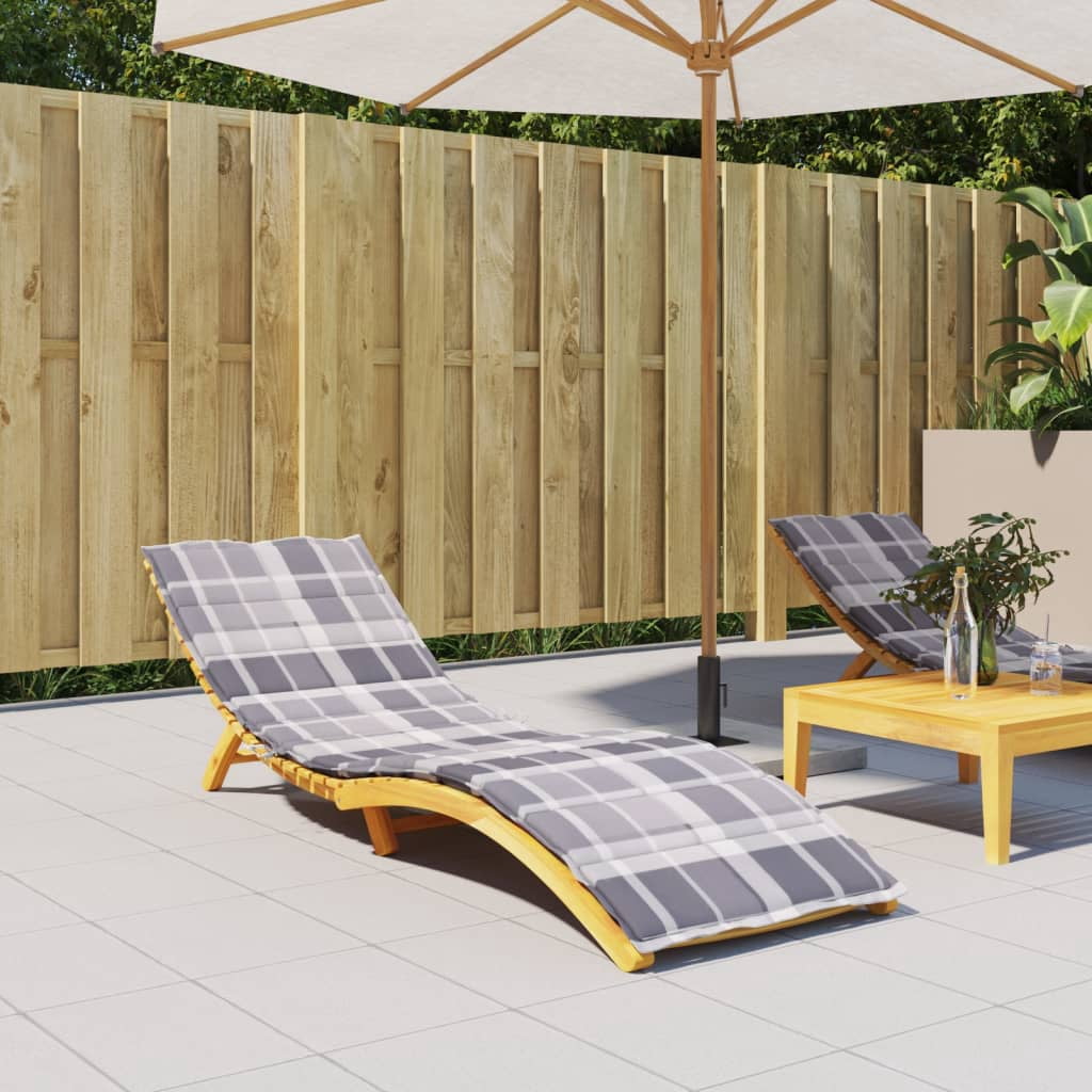 vidaXL Sun Lounger Cushion Grey Check Pattern 200x60x3cm Oxford Fabric