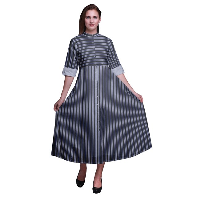 Bimba Robe Chemise Décontractée à Carreaux pour Femmes, Imprimé, Fête, Mi-Mollet, Évasée - Grande