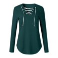 thumbnail image 3 of Women‘s Solid Color Long Sleeve Printed Top Pink M, 3 of 4