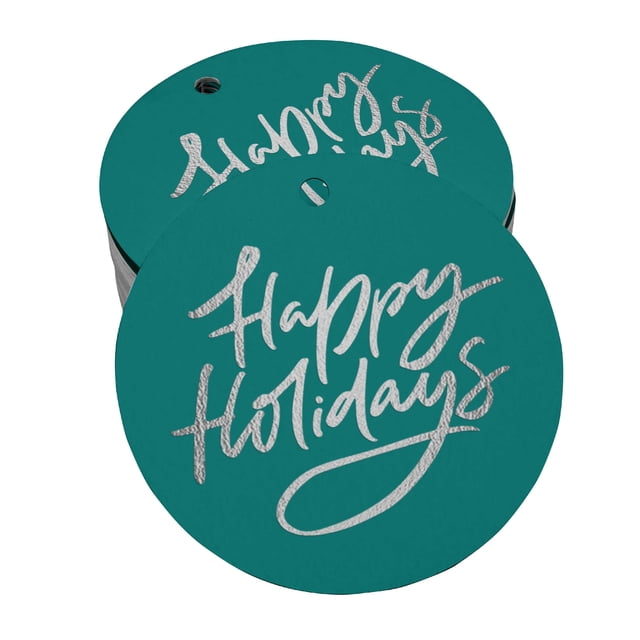 Inkdotpot Silver Foil Paper Hang Tags Happy Holiday Favor Tags 100 Pieces